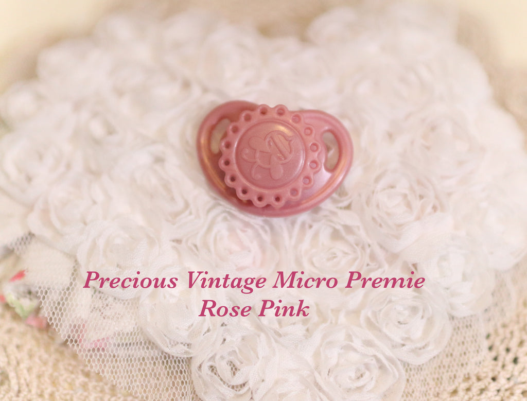 Honeybug Precious Vintage (Micro Preemie size) Design Magnetic Dummy Rose Pink